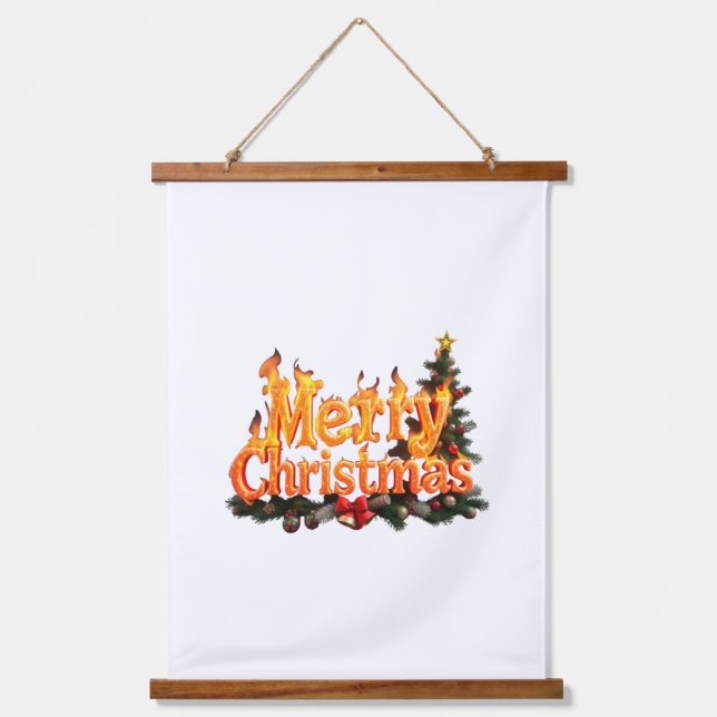 Merry Christmas Tree Hanging Tapestry (Front)