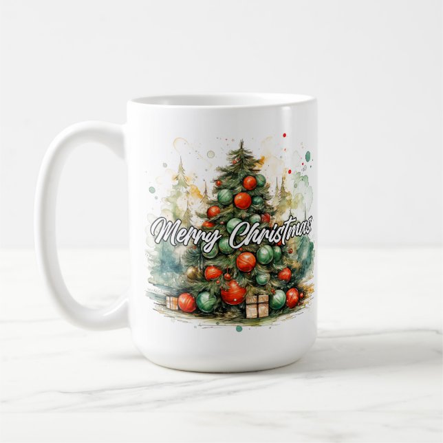 Merry Christmas Tree | Happy Holidays Coffee Mug (Left)
