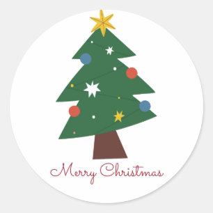 Merry Christmas Tree Holiday Classic Round Sticker
