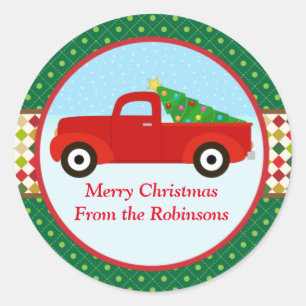 Merry Christmas Tree in a Truck Sticker