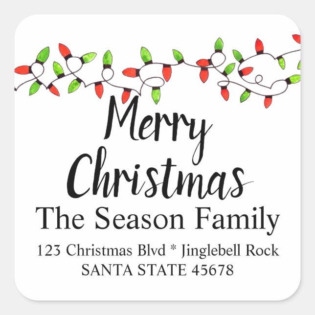 Merry Christmas Tree Lights Envelope seal (Front)