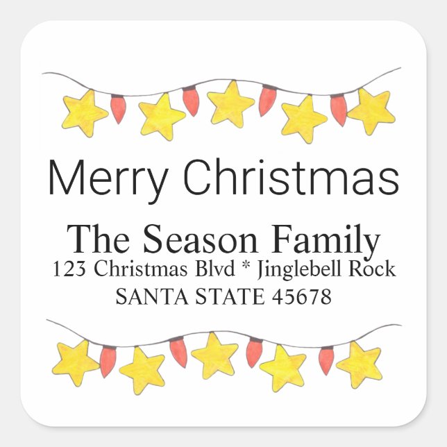Merry Christmas Tree Lights Envelope seal (Front)