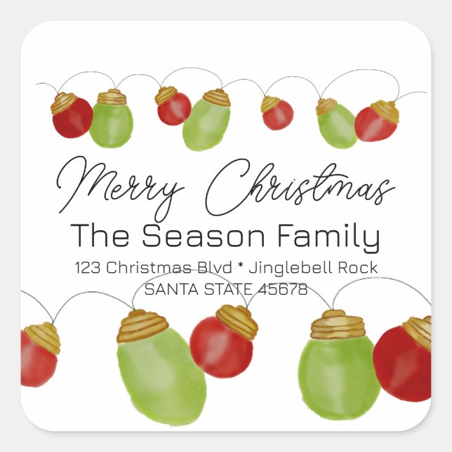 Merry Christmas Tree Lights Envelope seal (Front)