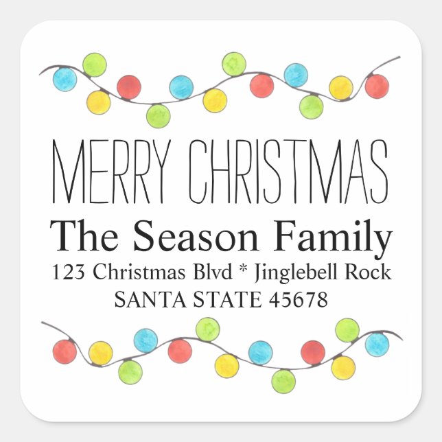Merry Christmas Tree Lights Envelope seal (Front)