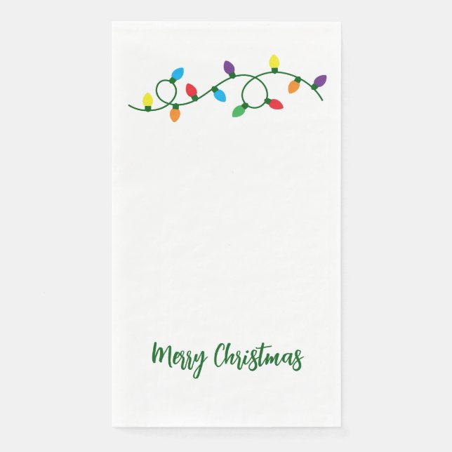Merry Christmas Tree Lights Paper Guest Towels Napkin (Front)