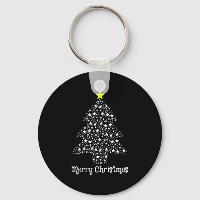 Merry Christmas Tree Matching Family Santa Xmas Ho Keychain (Front)