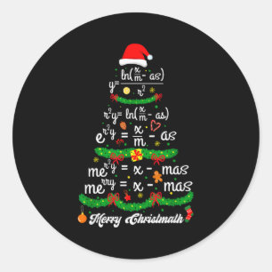 Merry Christmas Tree Math Teacher Xmas Tee Merry C Classic Round Sticker