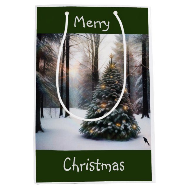 Merry Christmas Tree Medium Gift Bag (Front)