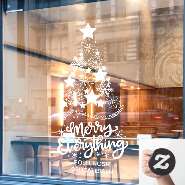 Merry Christmas Tree Merry Everything Personalized Window Cling (Cafe Window)