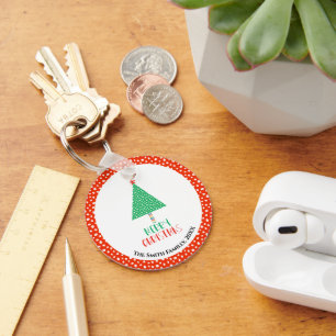 Merry Christmas Tree Modern  Keychain