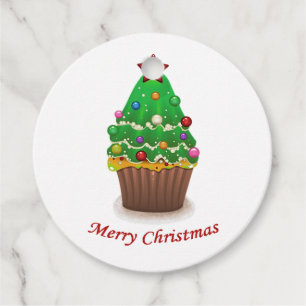 Merry Christmas Tree Muffin Cupcake Favour Tags