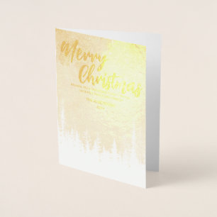 Merry Christmas tree Night red green script forest Foil Card