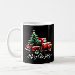Merry Christmas Tree On Red Truck Vintage Family M Coffee Mug