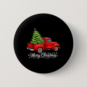Merry Christmas Tree On Red Truck Wagon Xmas Costu 2 Inch Round Button