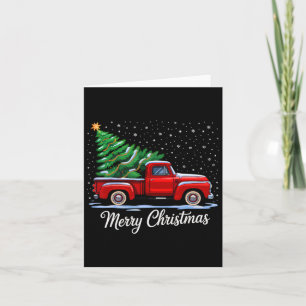 Merry Christmas Tree On Red Truck Wagon Xmas Costu Card