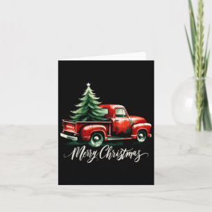 Merry Christmas Tree On Red Truck Wagon Xmas Vacat Card