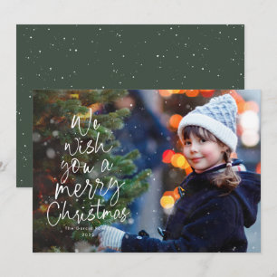 Merry Christmas tree one photo cute type green Holiday Card