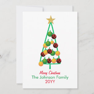 Merry Christmas Tree Ornaments Holiday Card