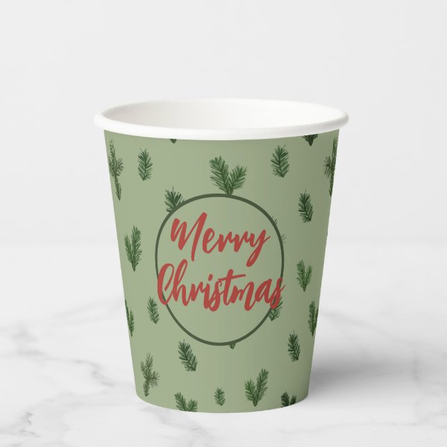 merry christmas tree paper cups (Front)