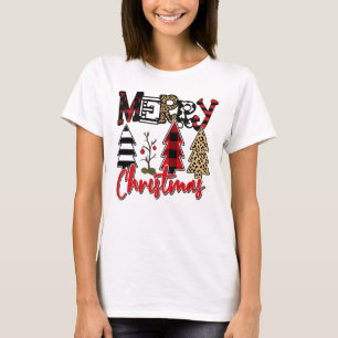 Merry Christmas Tree Patchwork T-Shirt