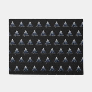 Merry Christmas Tree Pattern Holiday Blue Doormat