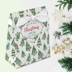 Merry Christmas tree pattern white green winter Favor Box
