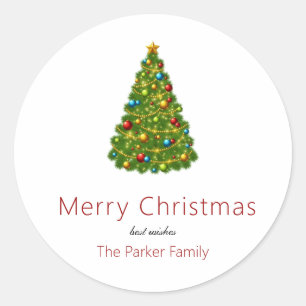 Merry Christmas Tree Personalized Classic Round Sticker