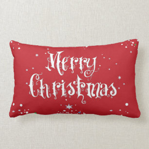 Merry Christmas Tree Pillow Red