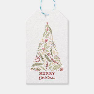 Merry Christmas Tree Pine Cones Holly Mistletoe Gift Tags