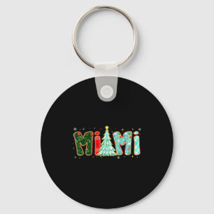Merry Christmas Tree Plaid Mimi Aesthetic Mom Mama Keychain