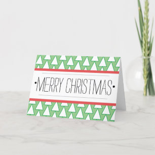 Merry Christmas tree red green simple modern Holiday Card