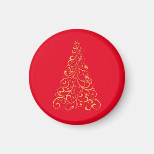 Merry christmas tree- red  magnet