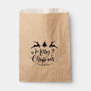 MERRY CHRISTMAS Tree Reindeer Holiday Favour Treat Bag