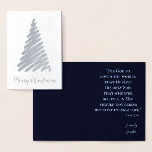 Merry Christmas Tree Religious Foil Card