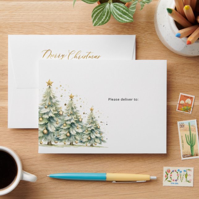 Merry Christmas Tree Return Address Envelope (Desk)