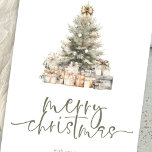Merry Christmas Tree Sage Script 2026 Calendar Holiday Card<br><div class="desc">Modern Merry Christmas Tree Sage Script 2026 calendar on the back. Available digitally and printed. Contemporary style. Merry Christmas is in an elegant set script in sage and the rest of the text you can easily personalise, including your new year greeting on the back. You can choose any colours for...</div>