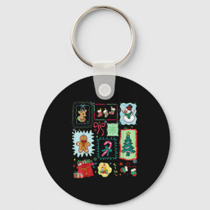 Merry Christmas Tree Santa Gingerbread Coquette Bo Keychain