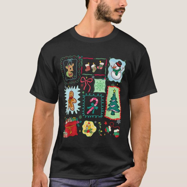Merry Christmas Tree Santa Gingerbread Coquette Bo T-Shirt (Front)