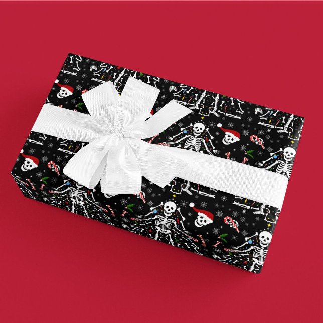 Merry Christmas Tree Skeleton Pattern Wrapping Paper (Creator Uploaded)