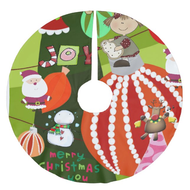 Merry Christmas Tree Skirt Happy Holidays Ginger (Front)