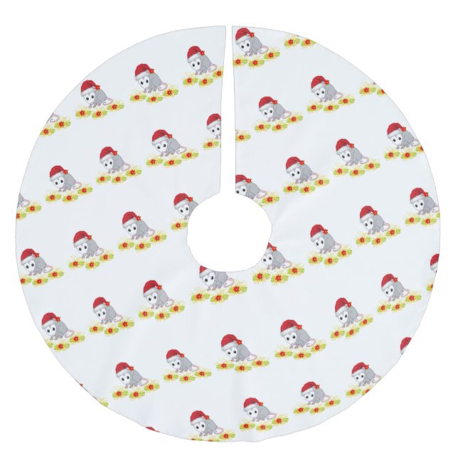 Merry Christmas Tree Skirt Opossum  (Front)