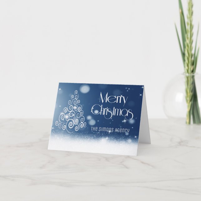 Merry Christmas Tree Snow Business Holiday Card (Front)
