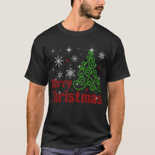Merry Christmas Tree Snowflake Bling T-Shirt