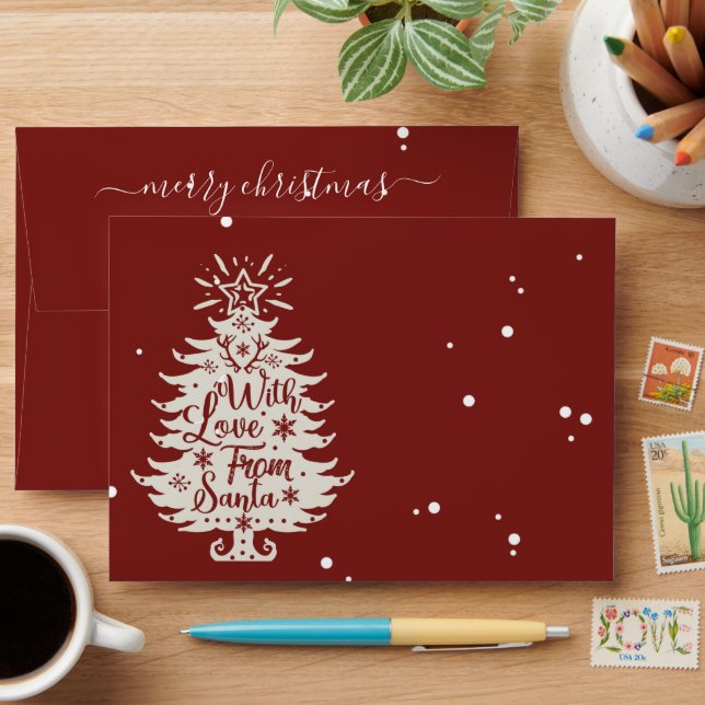Merry Christmas Tree Snowflakes Envelope (Desk)