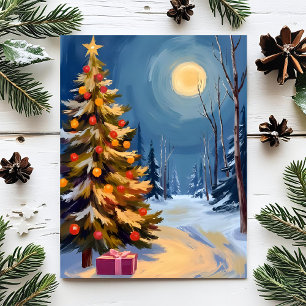 Merry Christmas Tree Star Winter Holiday Card