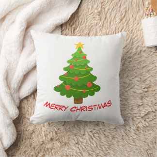 Merry Christmas Tree Throw Pillow