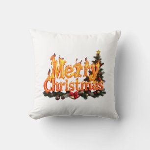 Merry Christmas Tree Throw Pillow