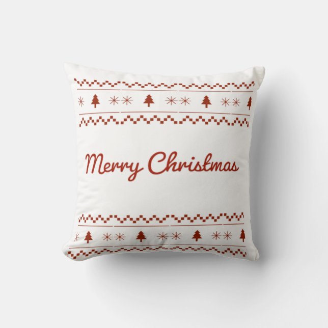 Merry Christmas Tree Throw Pillow (Front)