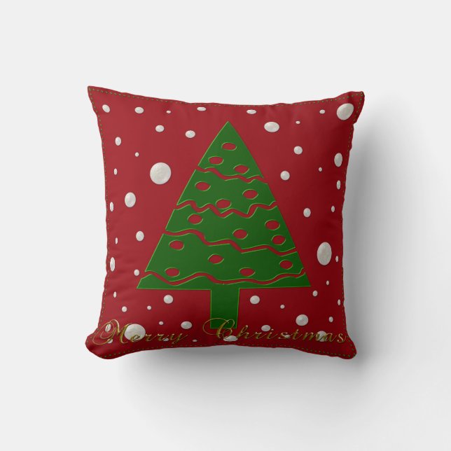 Merry Christmas Tree Throw Pillow (Front)