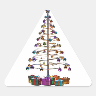 Merry Christmas Tree Triangle Sticker